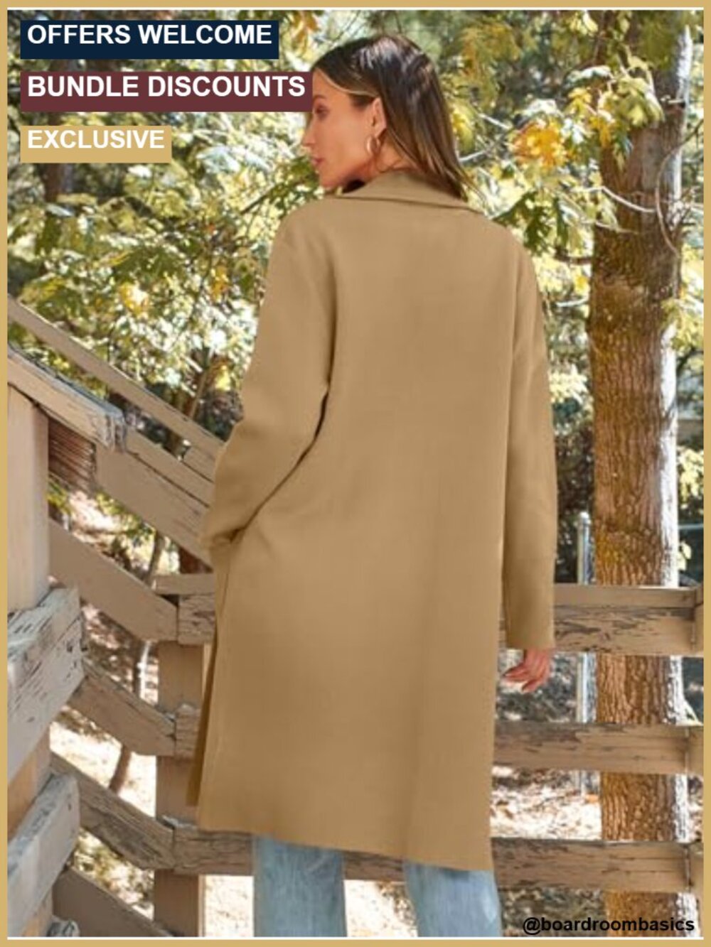 Womens Long Cardigan Sweater Oversized Trench Coat Open Front Shawl Collar - Picture 4 of 5
